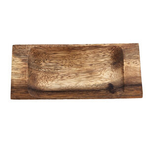 Wood Tray 4x9x1 Satin Finish Rectangular Trinket Dish Catch-All Appetizer Tiki